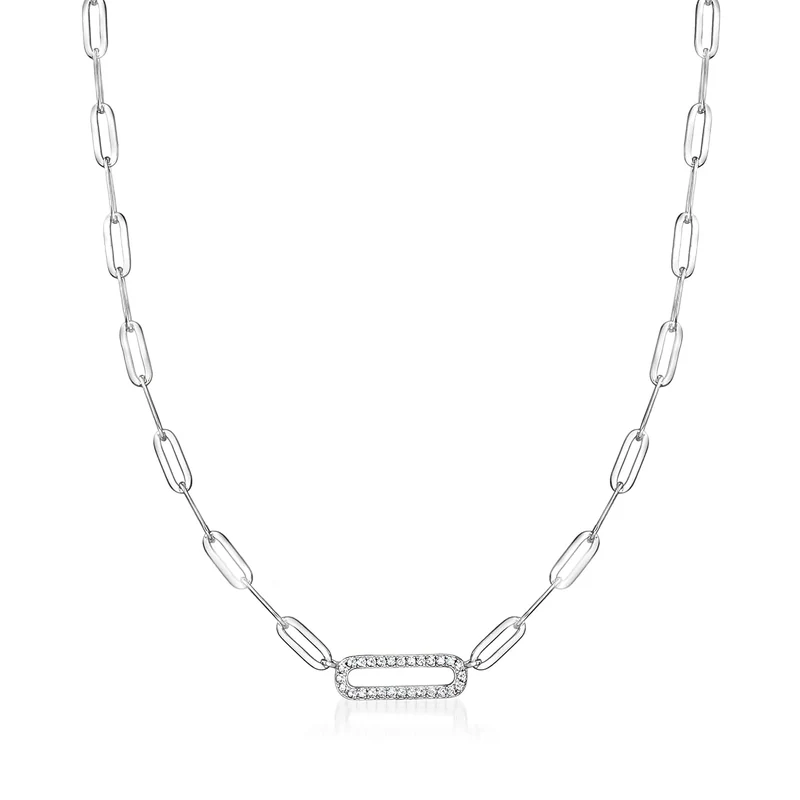 CZ Cubic Zirconia Paper Clip Necklace Charles Garnier Jewelry Fine jewelry